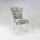 Egb83-phs Premium Grey Crushed Velvet Wingback Upholstered Dining Chair Set Of 8