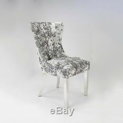 EGB83-PHS Premium Grey Crushed Velvet Wingback Upholstered Dining Chair Set of 8