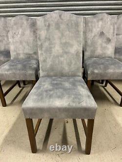 Eight stunning, Quality Solid Beech & Velvet Upholstered High Back Dining Chairs