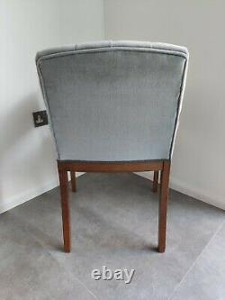 Elegant Antique Velvet Upholstered Dining Chair armchair Blue/Grey