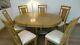 Extendable Dining Table And Six Upholstered Chairs-american Oak Finish Very Good