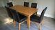 Extendable Oak Dining Table And 6 Leather Upholstered Oak Chairs