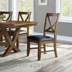 Extending Dining Table And 6 Chairs Rustic Wooden Set Leather Upholstered Seats