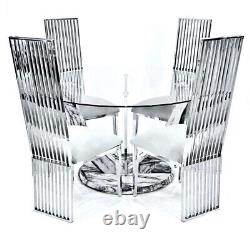 Extra High 115cm Luxury Chrome Dining Kitchen Chair Grey Upholstered Velvet Seat