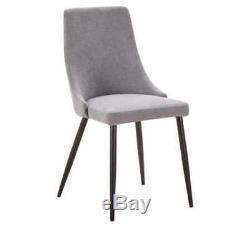 FF LYON DINING CHAIR Tapered Metal Legs Upholstered Padded Seat 45x61x92cm- GREY