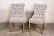 Fabric Dining Chair In Stone Buttoned Chair Upholstered Chair With Brass Studs