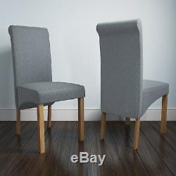 Fabric Dining Chairs in Grey with Oak Legs Home Furniture