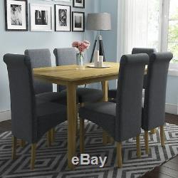 Fabric Dining Chairs in Grey with Oak Legs Home Furniture