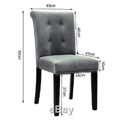 Fabric Velvet Dining Chair Bedroom Upholstered Side Chairs With Knocker Back 2/4