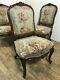 Fabulous Set Of 4x Antique Dining Chairs With Tapestry Upholstered Padded Seats