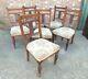 Fabulous Set Of 6x Antique Mahogany Upholstered Dining Chairs Carved & Turned
