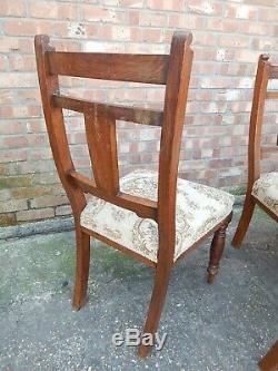Fabulous set of 6x antique mahogany upholstered dining chairs carved & turned