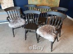 Farmhouse Kitchen Dining Room Chairs, Upholstered, Set Of 6