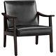 Faux Leather Armchair With Solid Wood Legs Upholstered Accent Chair Black