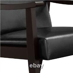 Faux Leather Armchair with Solid Wood Legs Upholstered Accent Chair Black