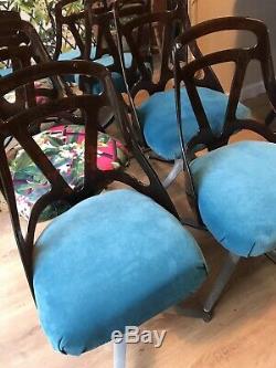 Four Rare Retro Perspex Back Grafton Swivel Dinning Chairs Newly Upholstered