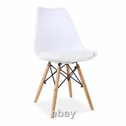 Four Upholstered Effiel Dining Chair White Tulip Style Wood Effiel Legs