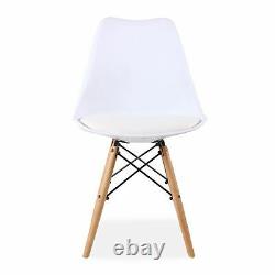 Four Upholstered Effiel Dining Chair White Tulip Style Wood Effiel Legs