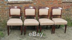 Four Victorian Mahogany, dining chairs with Upholstered seats & backs. C1850