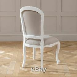 French Chateau White Painted Grey Upholstered Dining Chair- BRAND NEW- FW26