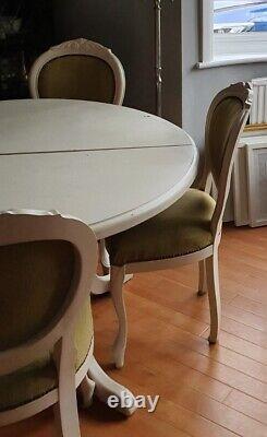 French Chic Style Set Of 4 Beautifully Upholstered Velvety Dining Chairs