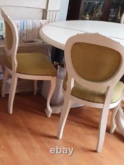 French Chic Style Set Of 4 Beautifully Upholstered Velvety Dining Chairs