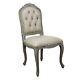 French Classical Style Wooden Studded Upholstered Faux Leather Dining Chair
