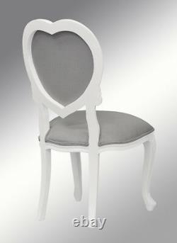 French Louis XV Medee Bedroom Chair White with grey twill upholstery