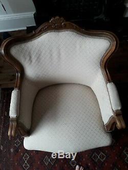 French Louis tub Chair Light Oak Upholstered Bedroom/ Dining/lounge/study