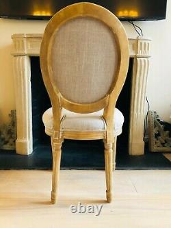French dining chairs PAIR, pine wood upholstered cream fabric, perfect condition