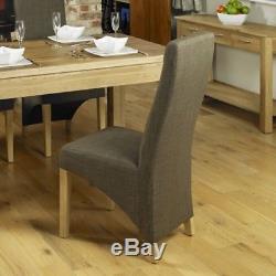 Fusion Solid Oak Furniture Hazelnut Fabric High Back Upholstered Chair Pair