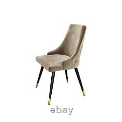 GRADE A1 Champagne Beige Velvet Dining Chairs with Button Back & Bla A1/MDY005