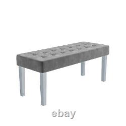 GRADE A1 Grey Velvet Dining Bench with Chrome Legs Jade Boutique A1/JAD008