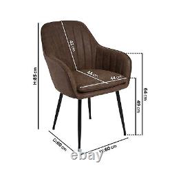 GRADE A1 Set of 2 Brown Faux Leather Tub Dining Chairs Logan A1/LOG030