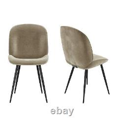GRADE A1 Set of 2 Mink Velvet Dining Chairs with Black Legs Jenna A1/JNN004M