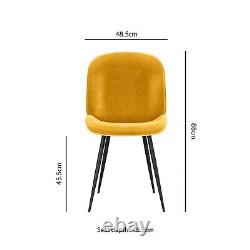 GRADE A1 Set of 2 Mustard Yellow Velvet Dining Chairs with Black Le A1/JNN004Y
