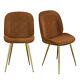 Grade A1 Set Of 2 Tan Faux Leather Dining Chairs Jenna