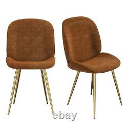 GRADE A1 Set of 2 Tan Faux Leather Dining Chairs Jenna