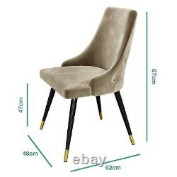 GRADE A2 Pair of Beige Velvet Dining Chairs with Button Back 78037717/1/MDY005