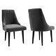 Grade A2 Pair Of Grey Velvet Ribbed Dining Chairs Penelope