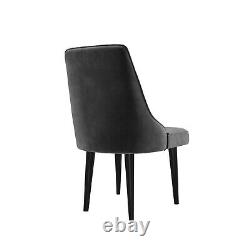 GRADE A2 Pair of Grey Velvet Ribbed Dining Chairs Penelope