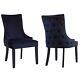 Grade A2 Pair Of Navy Blue Velvet Dining Chairs With Buttone 78405752/6/jad025
