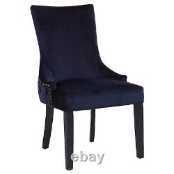 GRADE A2 Pair of Navy Blue Velvet Dining Chairs with Buttone 78405752/6/JAD025