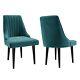 Grade A2 Pair Of Teal Velvet Ribbed Dining Chairs Penelope 78206601/3/pen002