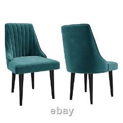 GRADE A2 Pair of Teal Velvet Ribbed Dining Chairs Penelope 78206601/3/PEN002