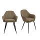 Grade A2 Set Of 2 Beige Faux Leather Dining Tub Chairs With Black Legs Logan