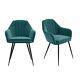 Grade A2 Set Of 2 Teal Blue Velvet Dining Tub Chairs With Black Legs Logan