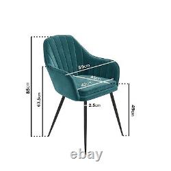 GRADE A2 Set of 2 Teal Velvet Armchair Dining Chairs Logan 78452860/1/LOG015
