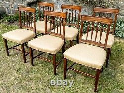 George III Set of 6 Mahogany Bar Back Upholstered Dining Chairs C1820 (Georgian)