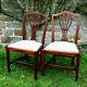 Georgian Chippendale Elm Pair Of Upholstered Country Dining Chairs C1780